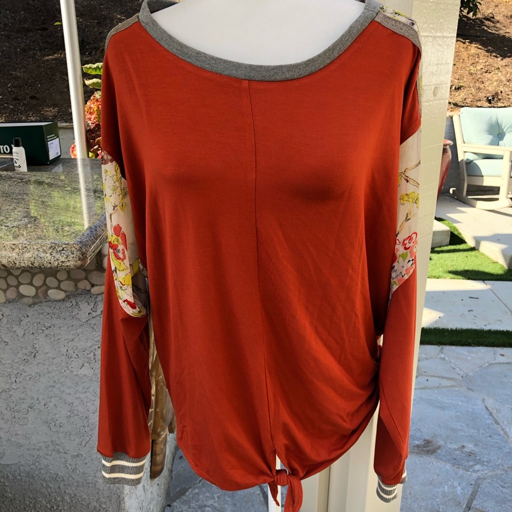 Anthropologie Tiny Floral Tie Front Top